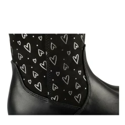 Bottes Fourré NOIR Fille Motif Coeurs Fermeture éclair