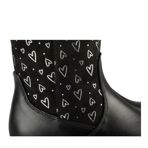 Bottes Fourré NOIR Fille Motif Coeurs Fermeture éclair