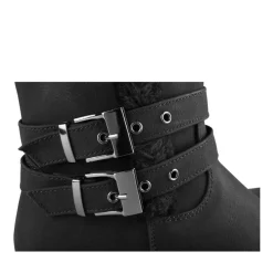 Bottes Fourré NOIR Fille Motif Fausse Fourrure Fermeture éclair
