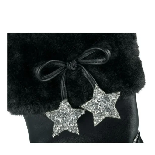 Bottes Fourré NOIR Fille Motif Uni Fermeture éclair