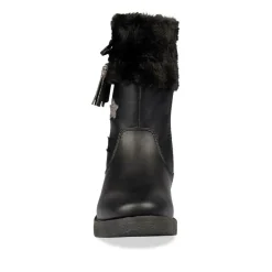 Bottes Fourré NOIR Fille Motif Uni Fermeture éclair