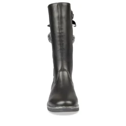 Bottes Fourré NOIR Fille Motif Uni Fermeture éclair