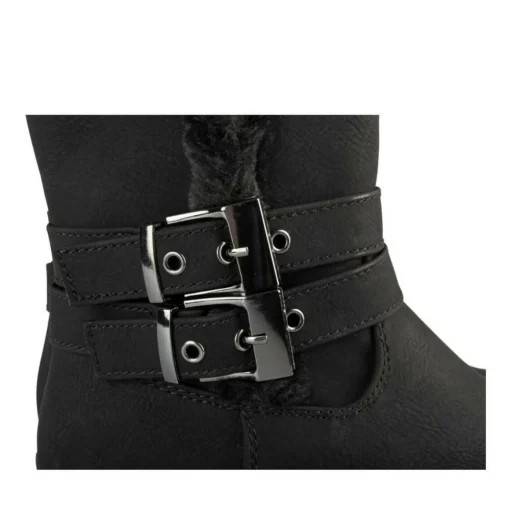 Bottes Fourré NOIR Fille Motif Fausse Fourrure Fermeture éclair