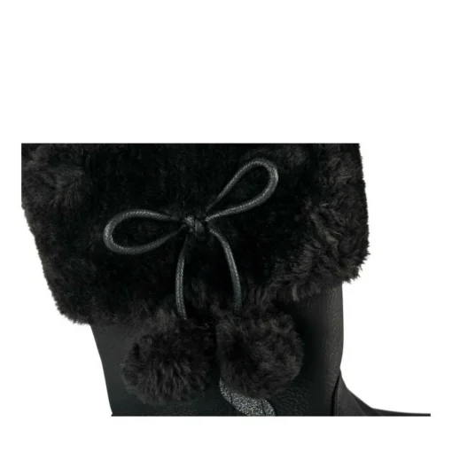 Bottes Fourré NOIR Fille Motif Fausse Fourrure Fermeture éclair
