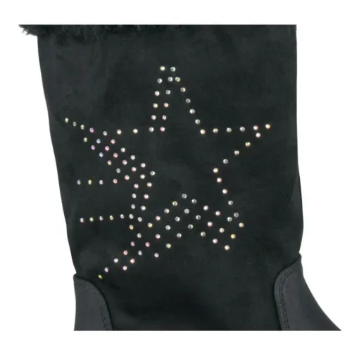 Bottes Fourré NOIR Fille Motif Fausse Fourrure Fermeture éclair