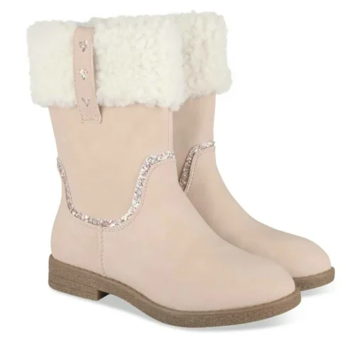 Bottes Fourré ROSE Fille Motif Coeurs Fermeture éclair