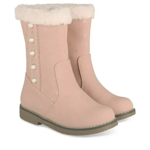 Bottes Fourré ROSE Fille Motif Uni Fermeture éclair