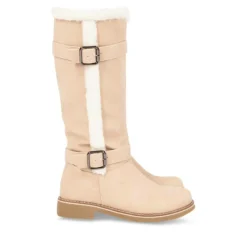 Bottes Fourré ROSE PALE Femme Motif Uni Fermeture éclair