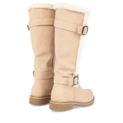 Bottes Fourré ROSE PALE Femme Motif Uni Fermeture éclair