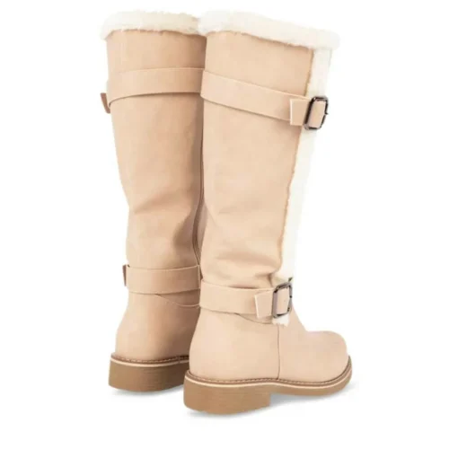 Bottes Fourré ROSE PALE Femme Motif Uni Fermeture éclair