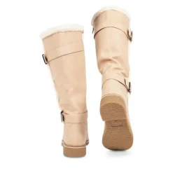 Bottes Fourré ROSE PALE Femme Motif Uni Fermeture éclair