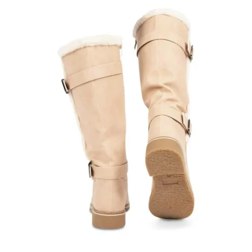 Bottes Fourré ROSE PALE Femme Motif Uni Fermeture éclair