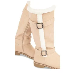 Bottes Fourré ROSE PALE Femme Motif Uni Fermeture éclair