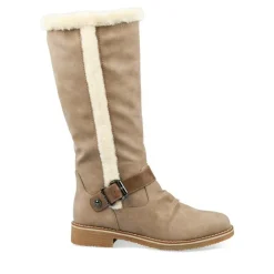 Bottes Fourré TAUPE Femme Motif Uni Fermeture éclair
