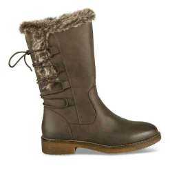 Bottes Fourré TAUPE Femme Motif Fausse Fourrure Fermeture éclair