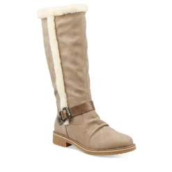 Bottes Fourré TAUPE Femme Motif Uni Fermeture éclair