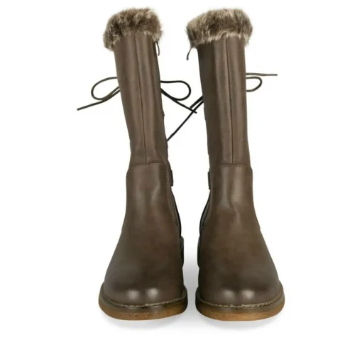 Bottes Fourré TAUPE Femme Motif Fausse Fourrure Fermeture éclair