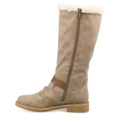 Bottes Fourré TAUPE Femme Motif Uni Fermeture éclair