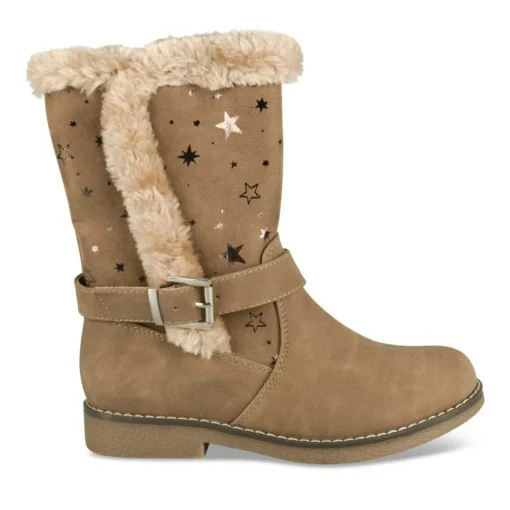 Bottes Fourré TAUPE Fille Motif Uni Fermeture éclair