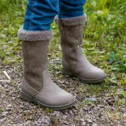 Bottes Fourré TAUPE Fille Motif Uni Fermeture éclair