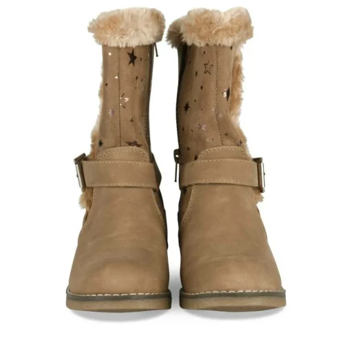 Bottes Fourré TAUPE Fille Motif Uni Fermeture éclair