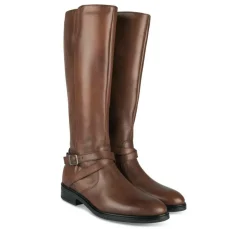 Bottes MARRON Femme CUIR Motif Uni Fermeture éclair