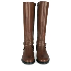 Bottes MARRON Femme CUIR Motif Uni Fermeture éclair