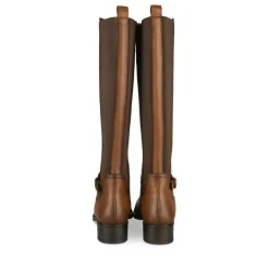 Bottes MARRON Femme CUIR Motif Uni Fermeture éclair
