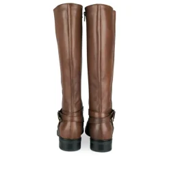 Bottes MARRON Femme CUIR Motif Uni Fermeture éclair