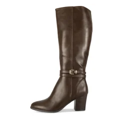 Bottes MARRON Femme Motif Uni A Enfiler
