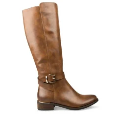 Bottes MARRON Femme Motif Uni Fermeture éclair