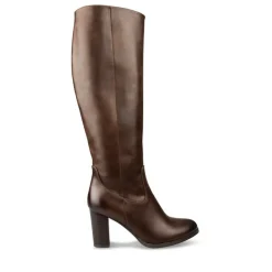 Bottes MARRON Femme Motif Uni Fermeture éclair