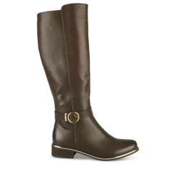 Bottes MARRON Femme Motif Uni Fermeture éclair