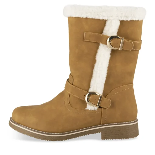 Bottes MARRON Femme Motif Uni A Enfiler