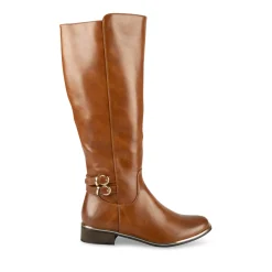 Bottes MARRON Femme Motif Uni Fermeture éclair
