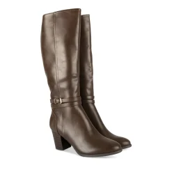 Bottes MARRON Femme Motif Uni A Enfiler