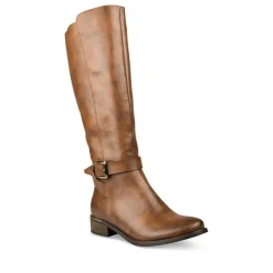 Bottes MARRON Femme Motif Uni Fermeture éclair