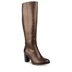 Bottes MARRON Femme Motif Uni Fermeture éclair
