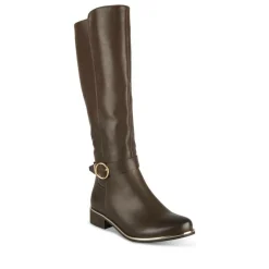 Bottes MARRON Femme Motif Uni Fermeture éclair