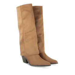 Bottes MARRON Femme Motif Uni Fermeture éclair
