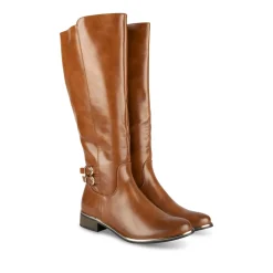 Bottes MARRON Femme Motif Uni Fermeture éclair