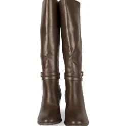 Bottes MARRON Femme Motif Uni A Enfiler