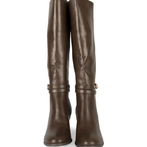 Bottes MARRON Femme Motif Uni A Enfiler
