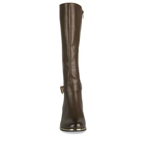 Bottes MARRON Femme Motif Uni Fermeture éclair