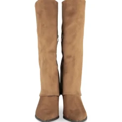 Bottes MARRON Femme Motif Uni Fermeture éclair
