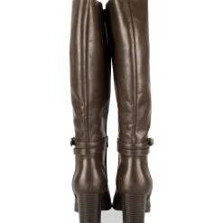 Bottes MARRON Femme Motif Uni A Enfiler