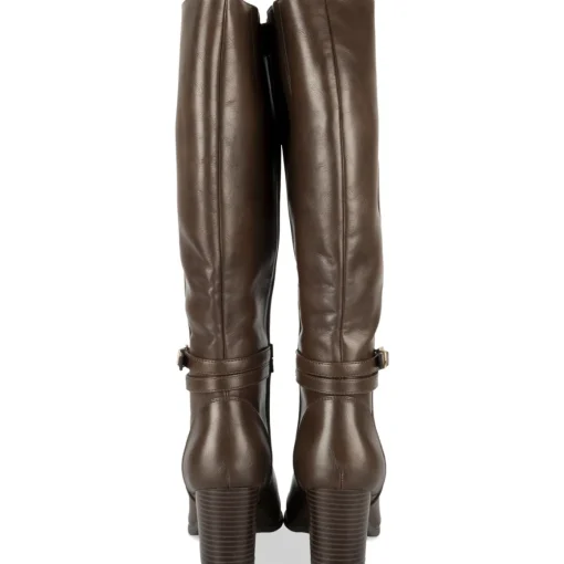 Bottes MARRON Femme Motif Uni A Enfiler