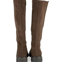 Bottes MARRON Femme Motif Uni Fermeture éclair