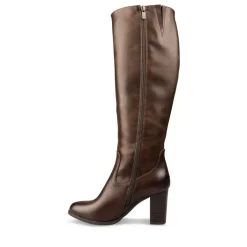 Bottes MARRON Femme Motif Uni Fermeture éclair