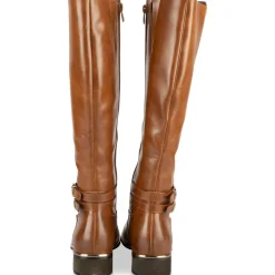 Bottes MARRON Femme Motif Uni Fermeture éclair